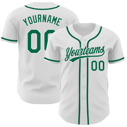 Custom White Kelly Green Authentic Baseball Jersey - Sky-Custom