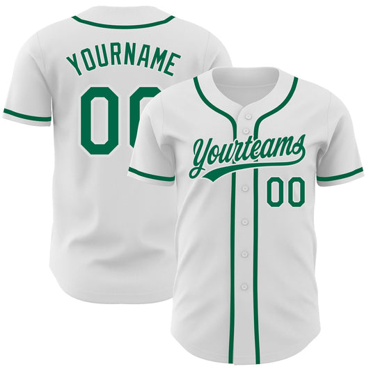 Custom White Kelly Green Authentic Baseball Jersey - Sky-Custom