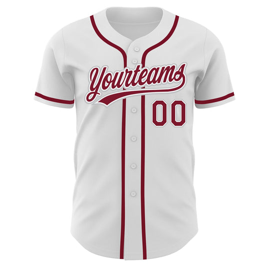 Custom White Crimson-Gray Authentic Baseball Jersey - Sky-Custom