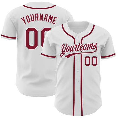 Custom White Crimson-Gray Authentic Baseball Jersey - Sky-Custom