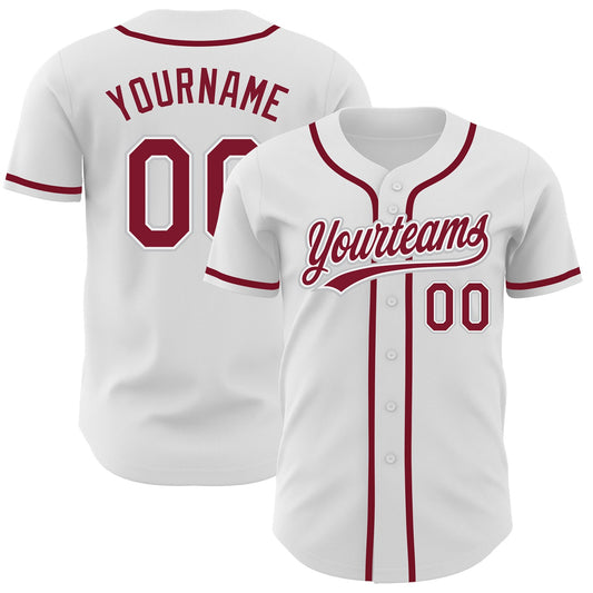 Custom White Crimson-Gray Authentic Baseball Jersey - Sky-Custom