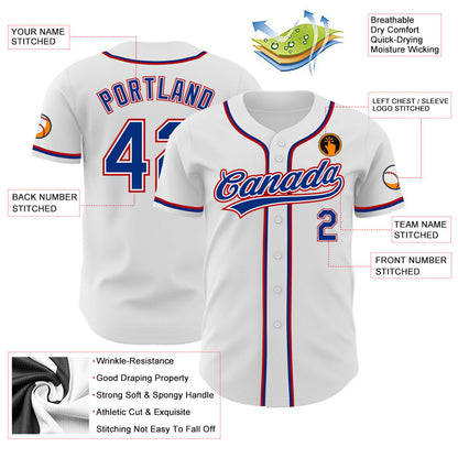 Custom White Royal-Red Authentic Baseball Jersey - Sky-Custom