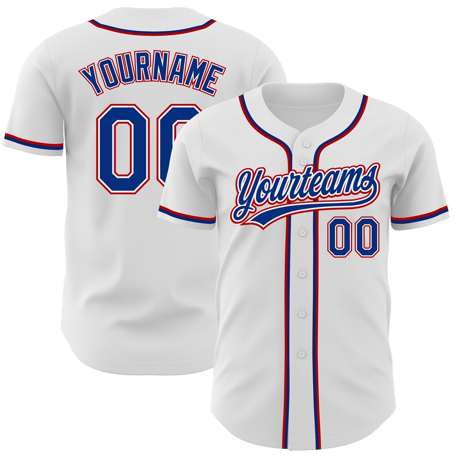 Custom White Royal-Red Authentic Baseball Jersey - Sky-Custom