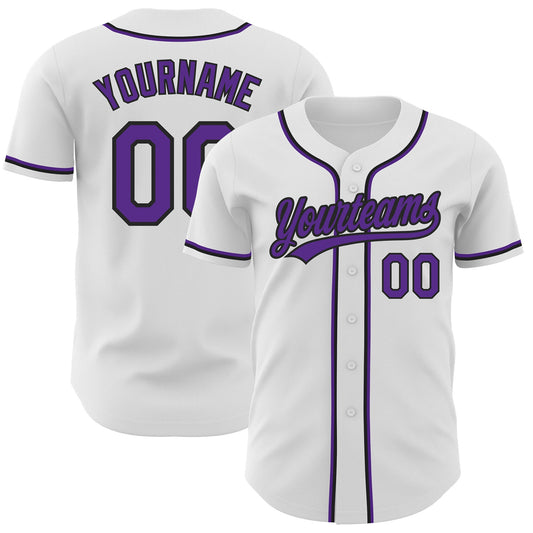 Custom White Purple-Black Authentic Baseball Jersey - Sky-Custom