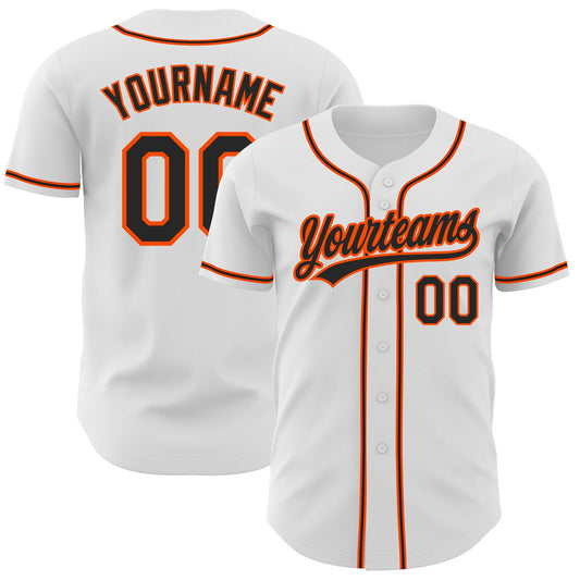 Custom White Black-Orange Authentic Baseball Jersey - Sky-Custom