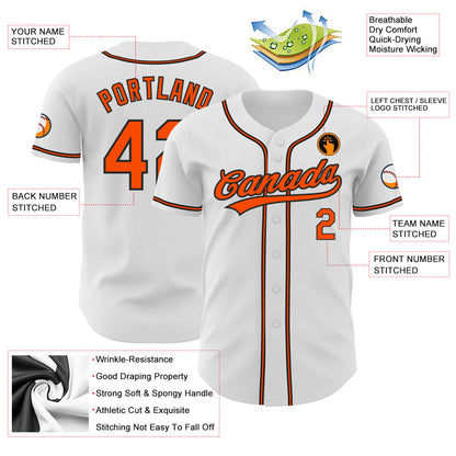 Custom White Orange-Black Authentic Baseball Jersey - Sky-Custom