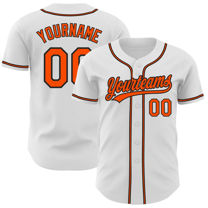 Custom White Orange-Black Authentic Baseball Jersey - Sky-Custom