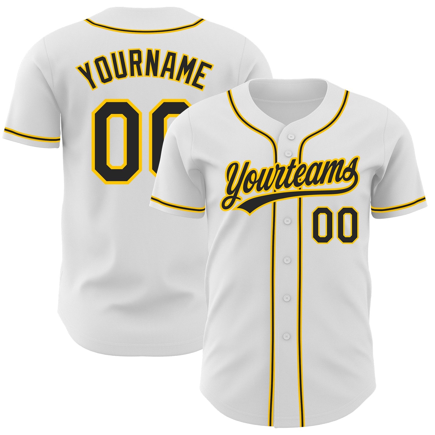 Custom White Black-Gold Authentic Baseball Jersey - Sky-Custom