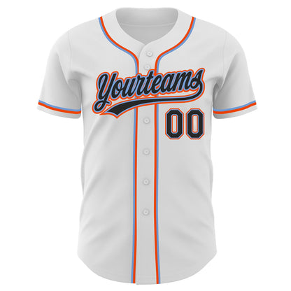 Custom White Black Powder Blue-Orange Authentic Baseball Jersey - Sky-Custom