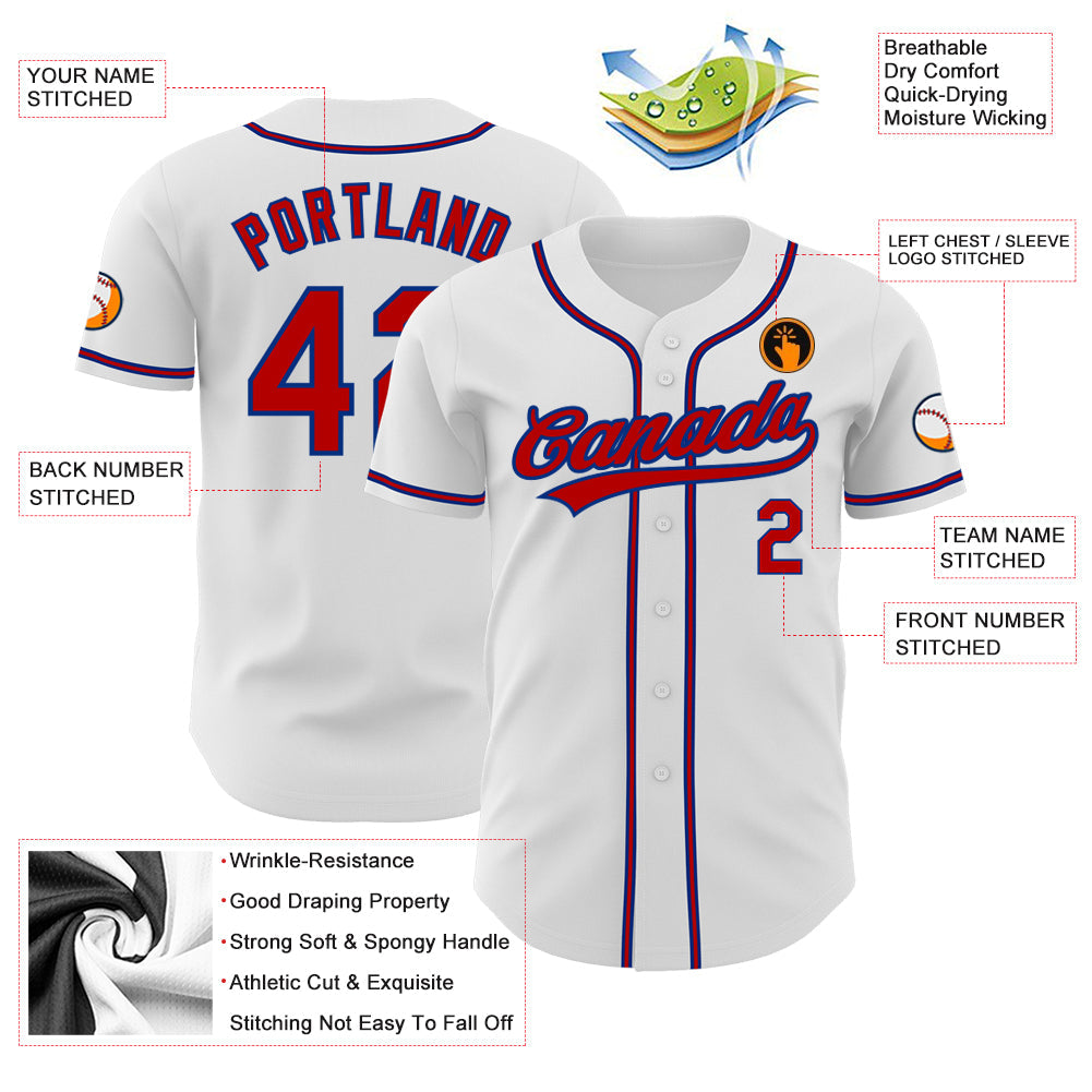 Custom White Red-Royal Authentic Baseball Jersey - Sky-Custom