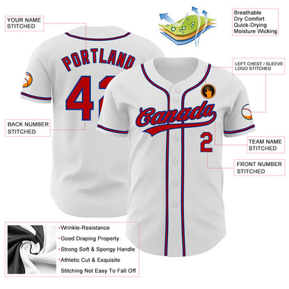 Custom White Red-Royal Authentic Baseball Jersey - Sky-Custom