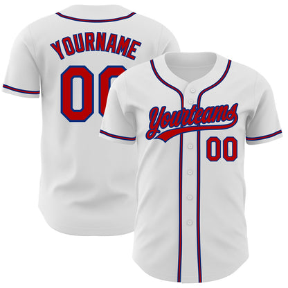 Custom White Red-Royal Authentic Baseball Jersey - Sky-Custom