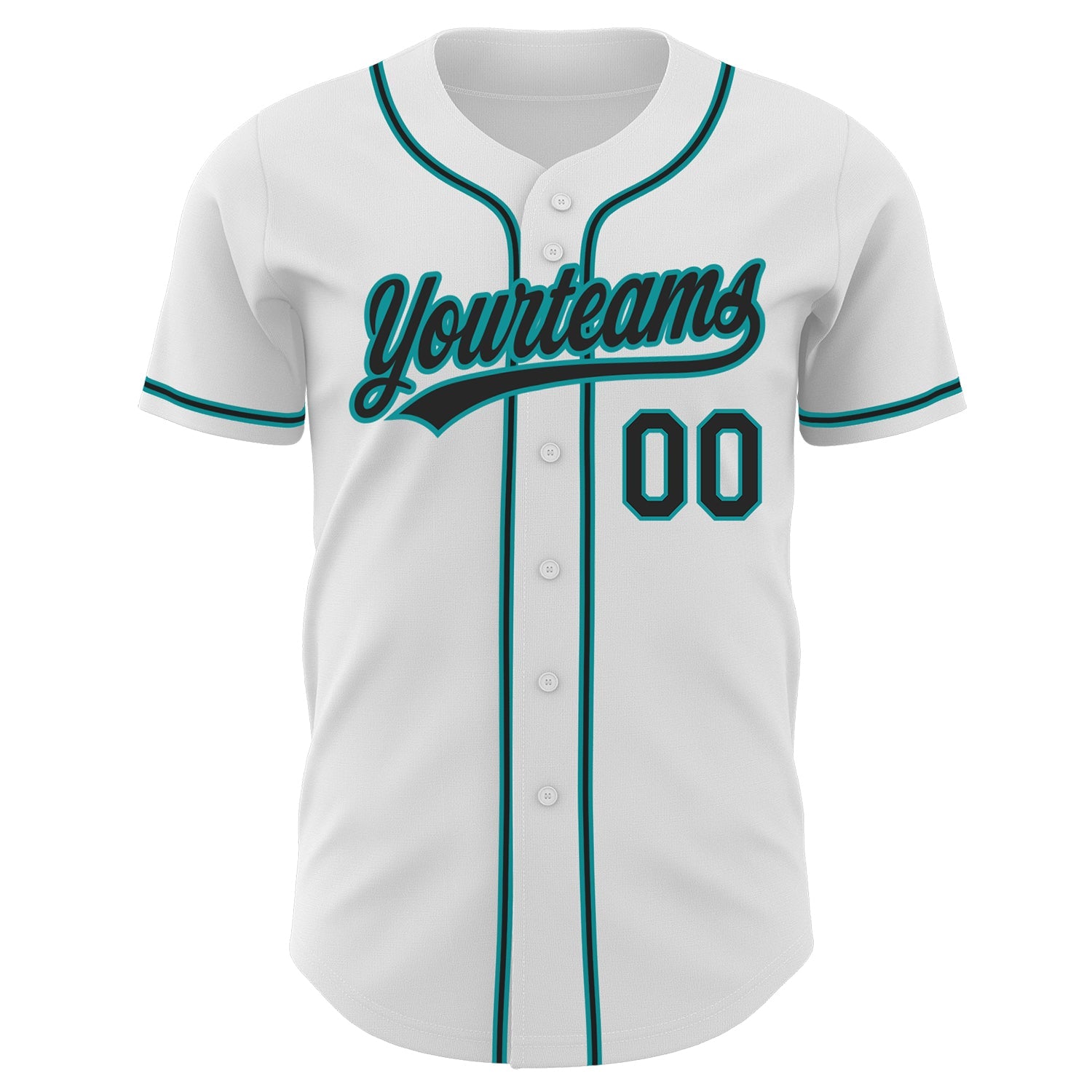 Custom White Black-Teal Authentic Baseball Jersey - Sky-Custom