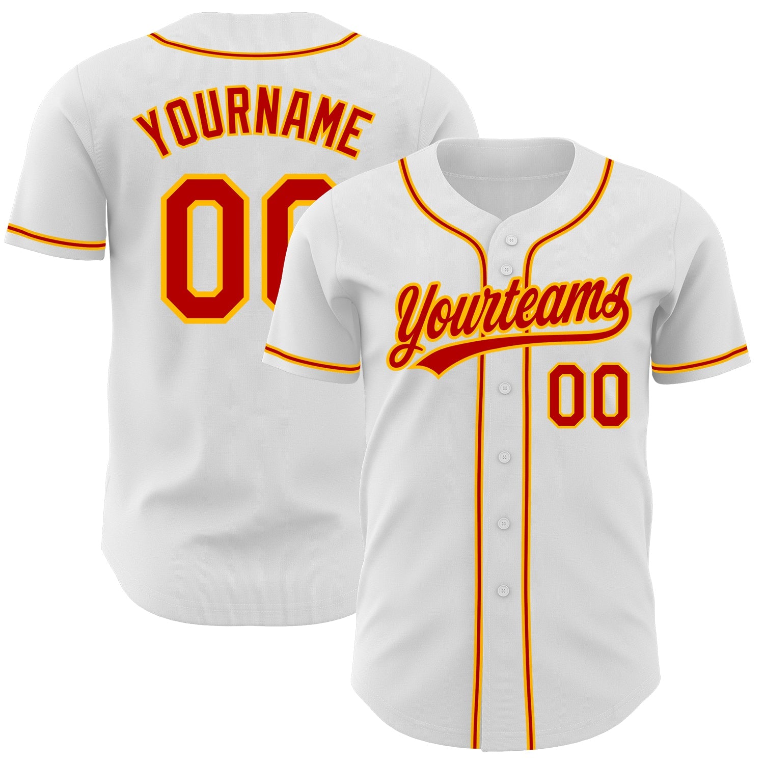 Custom White Red-Gold Authentic Baseball Jersey - Sky-Custom