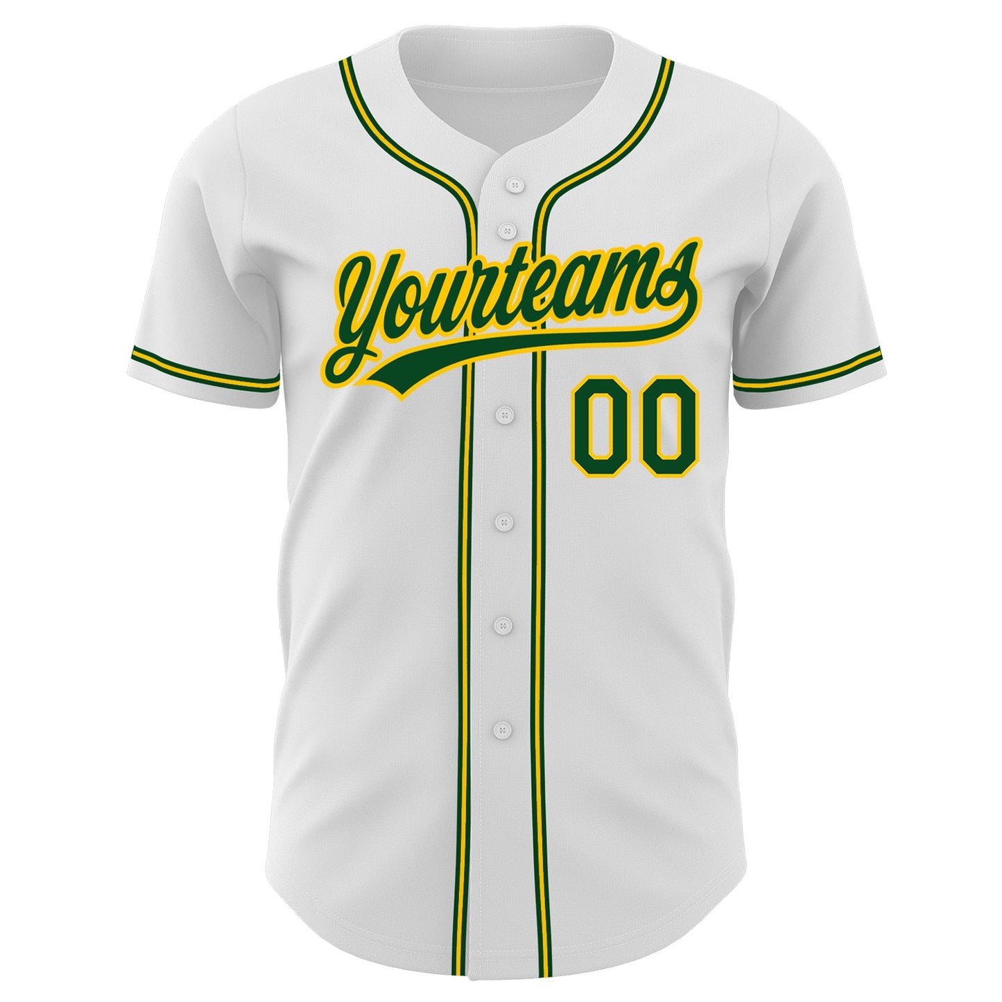 Custom White Green-Gold Authentic Baseball Jersey - Sky-Custom
