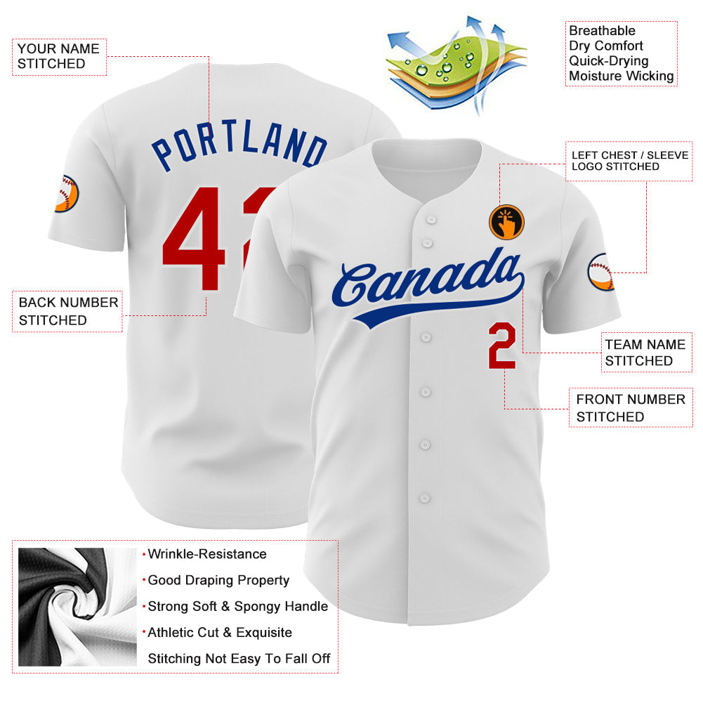 Custom White Red-Royal Authentic Baseball Jersey - Sky-Custom