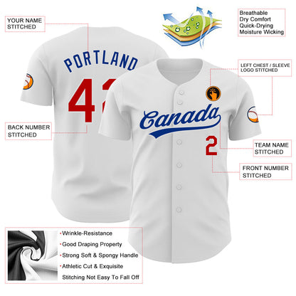 Custom White Red-Royal Authentic Baseball Jersey - Sky-Custom