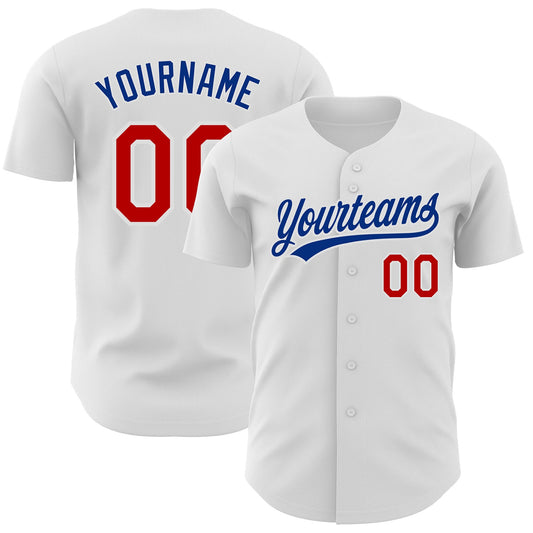 Custom White Red-Royal Authentic Baseball Jersey - Sky-Custom