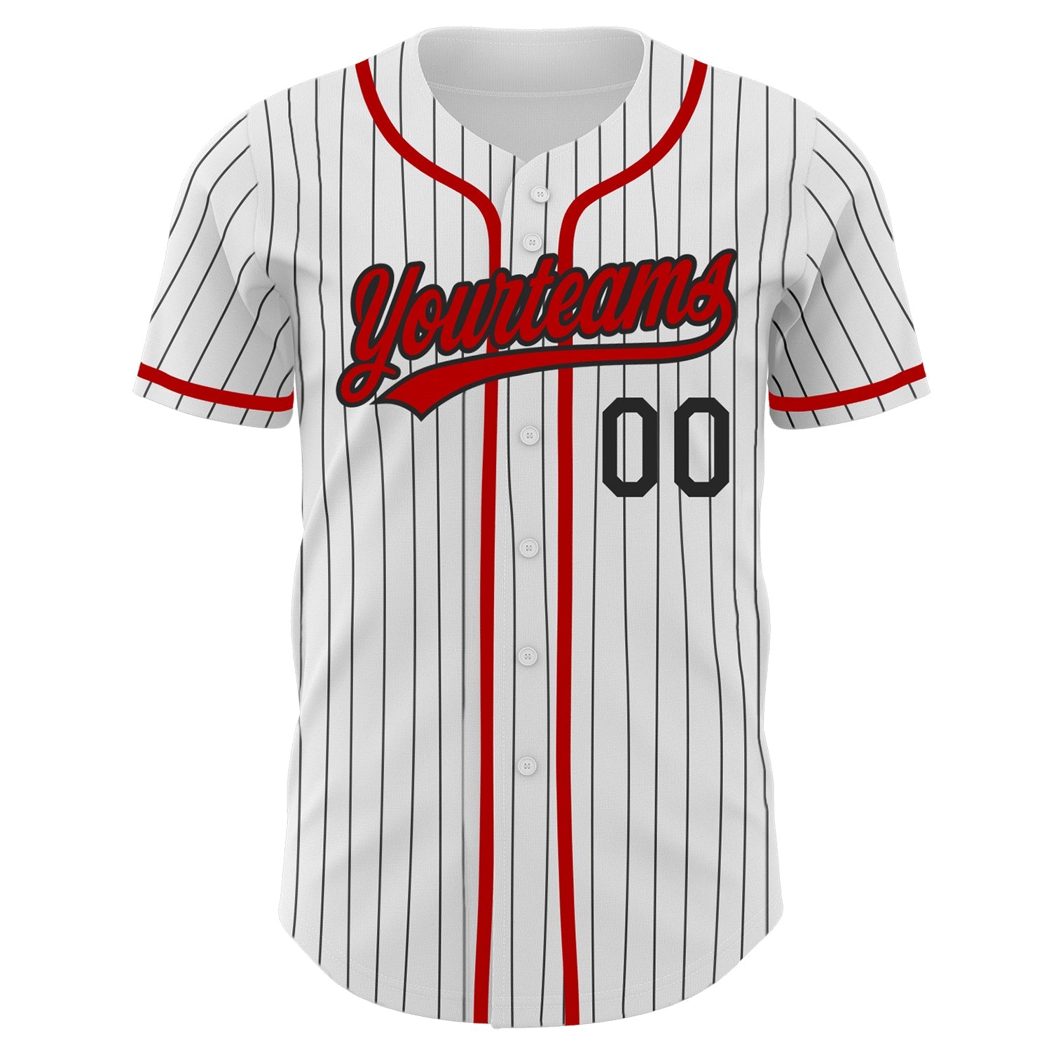 Custom White Black Pinstripe Red Authentic Baseball Jersey - Sky-Custom