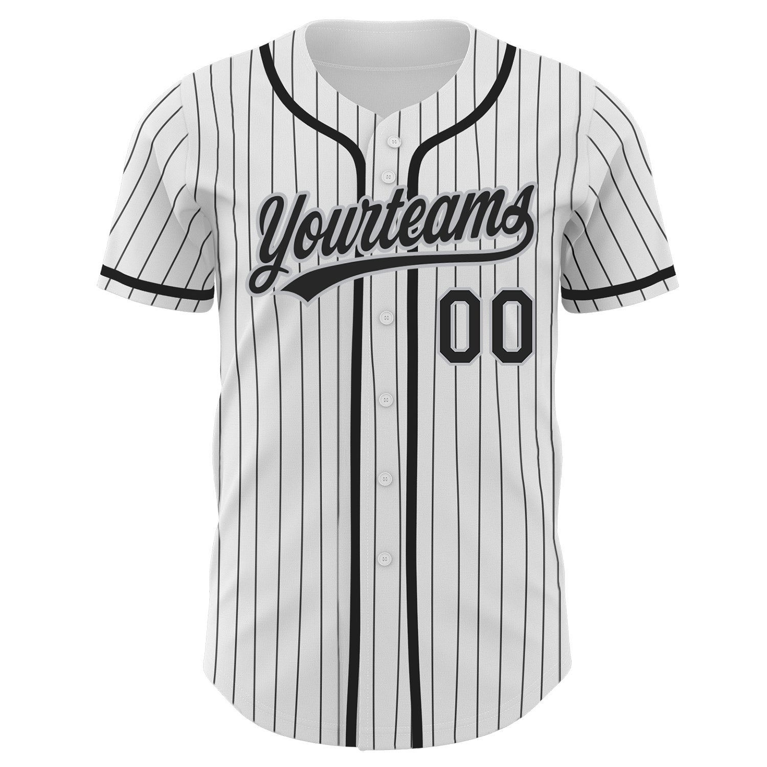 Custom White Black Pinstripe Black-Gray Authentic Baseball Jersey - Sky-Custom