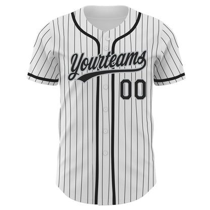 Custom White Black Pinstripe Black-Gray Authentic Baseball Jersey - Sky-Custom