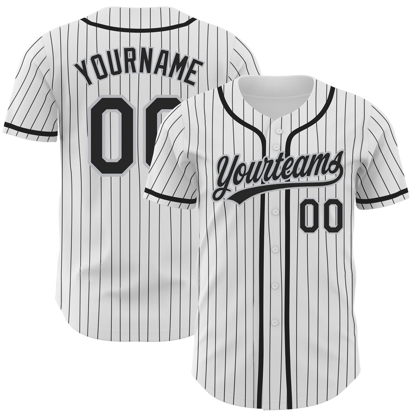 Custom White Black Pinstripe Black-Gray Authentic Baseball Jersey - Sky-Custom