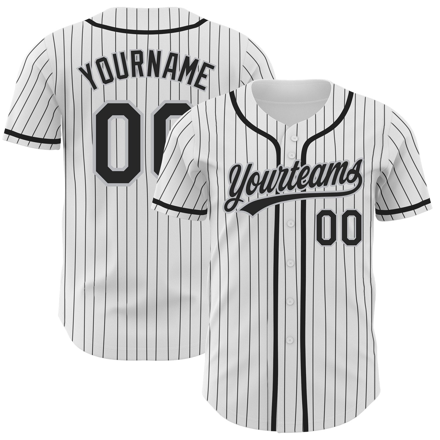 Custom White Black Pinstripe Black-Gray Authentic Baseball Jersey - Sky-Custom