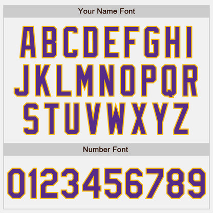 Custom White Purple Pinstripe Purple-Gold Authentic Baseball Jersey - Sky-Custom