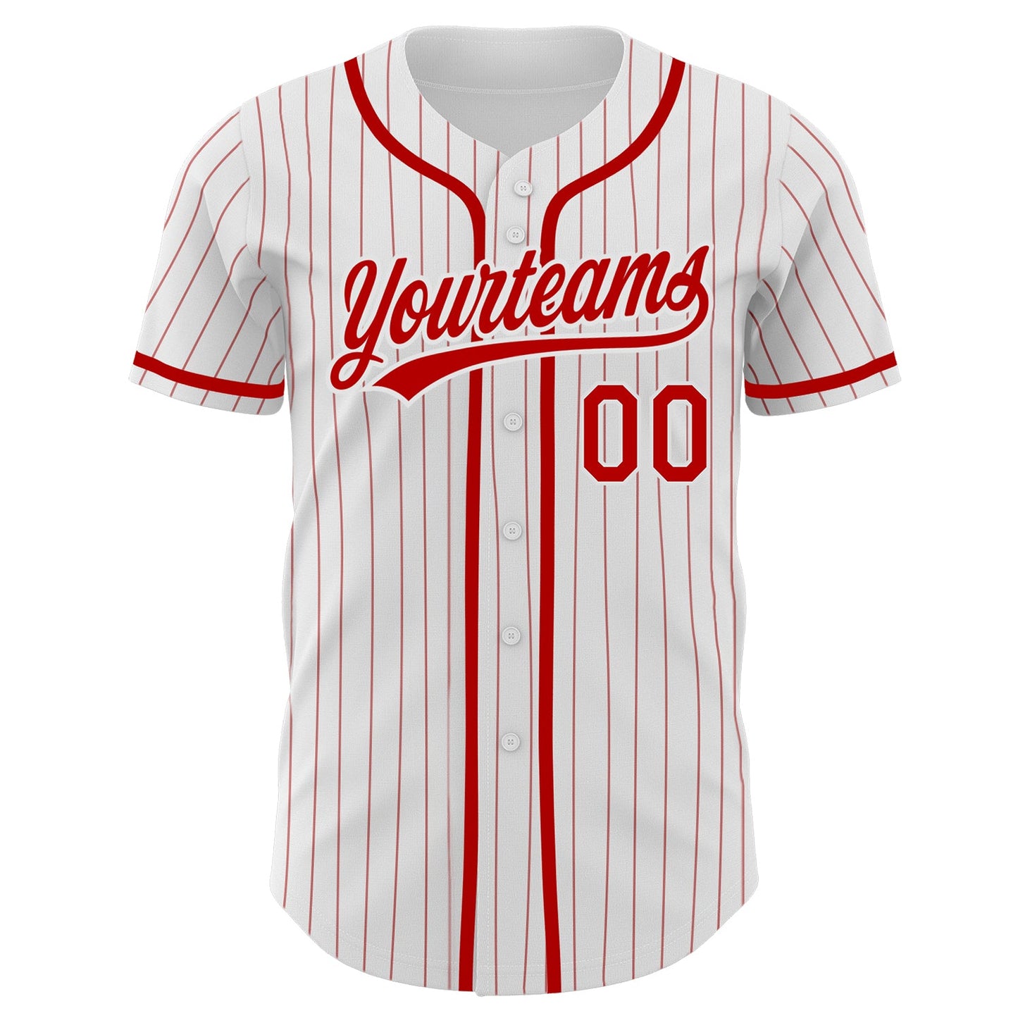 Custom White Red Pinstripe Red Authentic Baseball Jersey - Sky-Custom