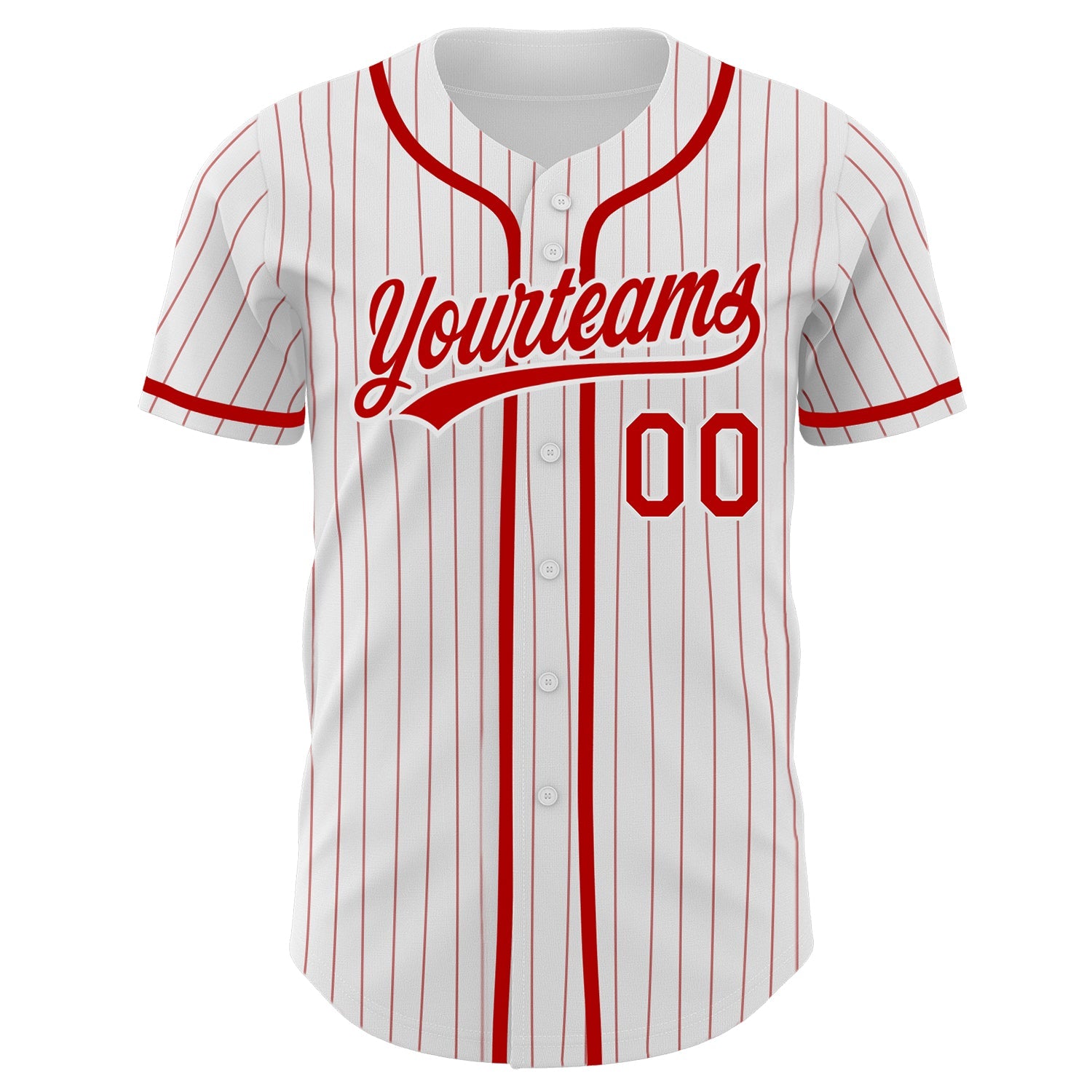 Custom White Red Pinstripe Red Authentic Baseball Jersey - Sky-Custom