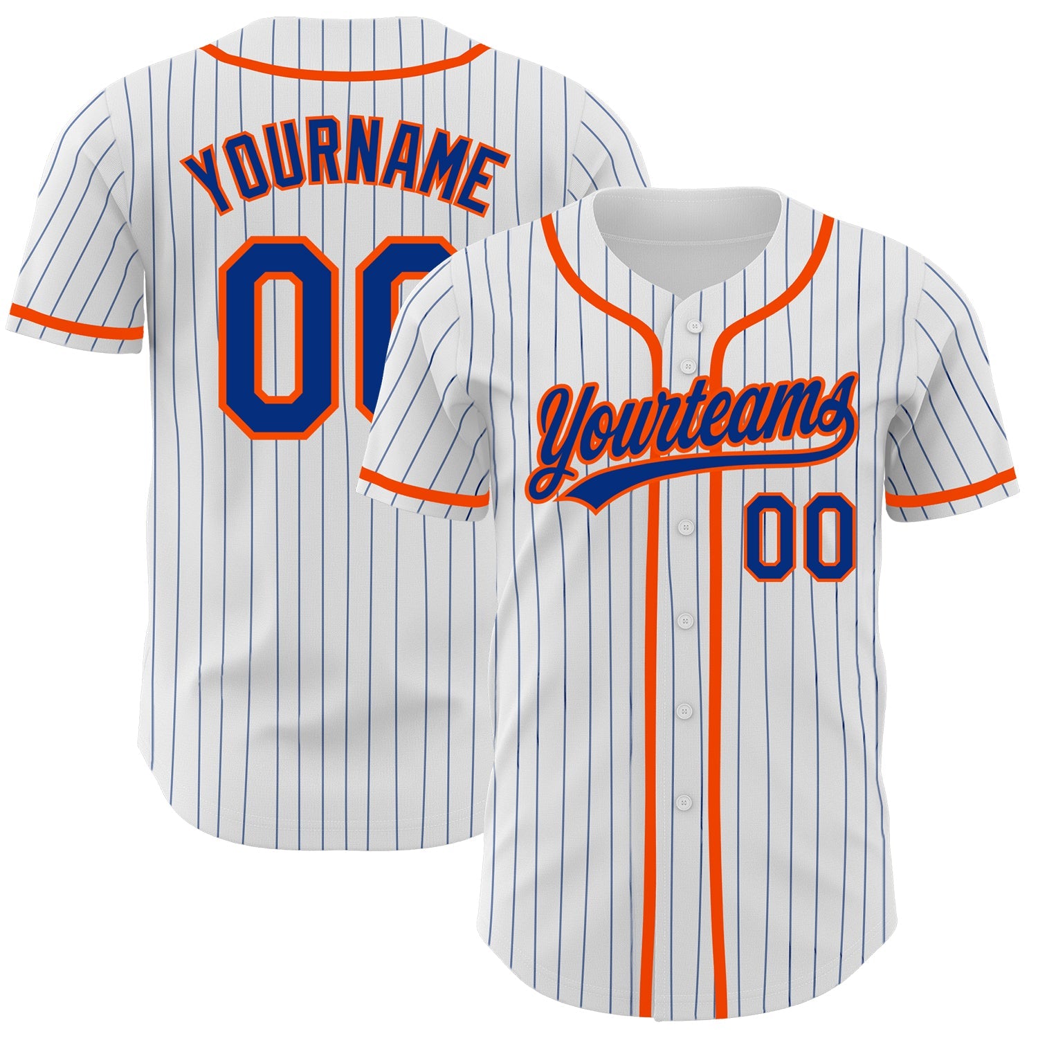 Custom White Royal Pinstripe Royal-Orange Authentic Baseball Jersey - Sky-Custom