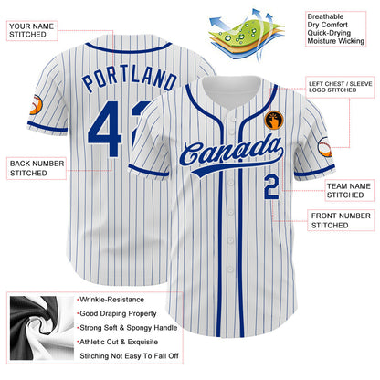 Custom White Royal Pinstripe Royal Authentic Baseball Jersey - Sky-Custom
