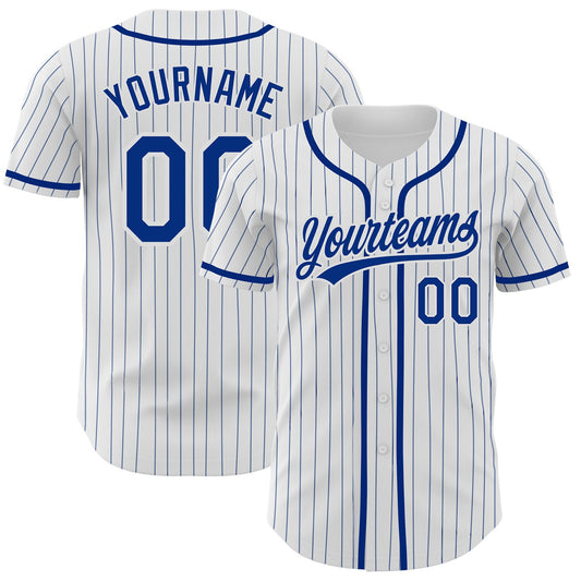 Custom White Royal Pinstripe Royal Authentic Baseball Jersey - Sky-Custom
