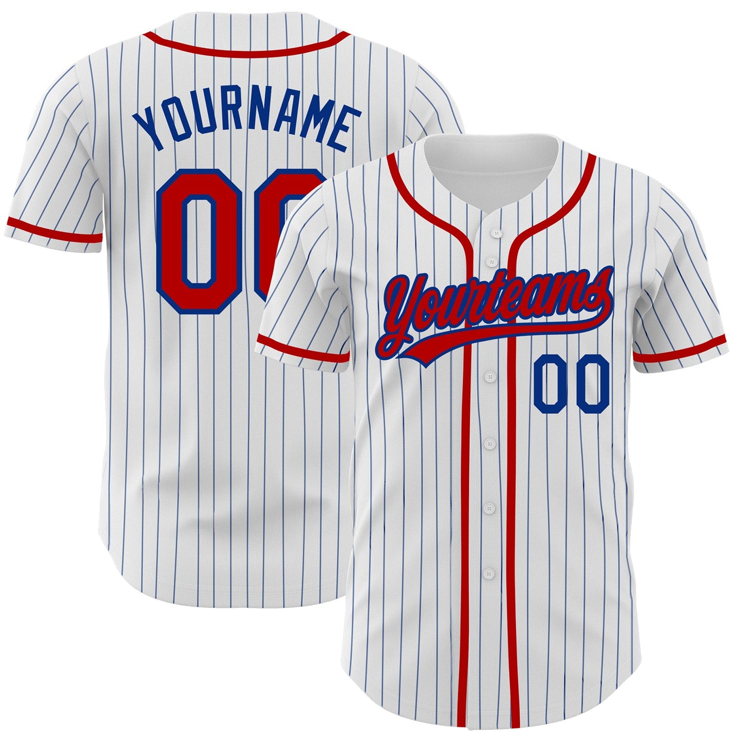 Custom White Royal Pinstripe Red Authentic Baseball Jersey - Sky-Custom