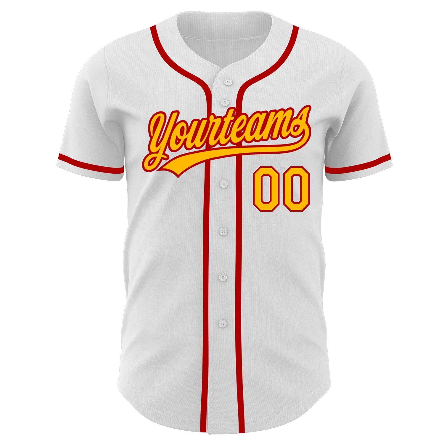Custom White Gold-Red Authentic Baseball Jersey - Sky-Custom