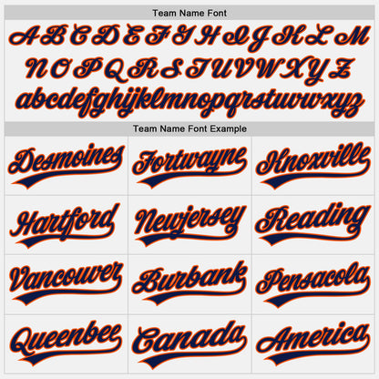 Custom White Navy Pinstripe Navy-Orange Authentic Baseball Jersey - Sky-Custom