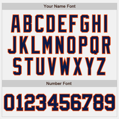 Custom White Navy Pinstripe Navy-Orange Authentic Baseball Jersey - Sky-Custom