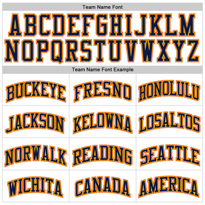 Custom White Navy Pinstripe Navy Gold-Orange Authentic Basketball Jersey - Sky-Custom