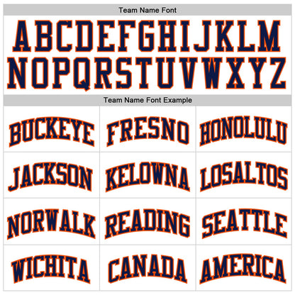 Custom White Navy Pinstripe Navy-Orange Authentic Basketball Jersey - Sky-Custom