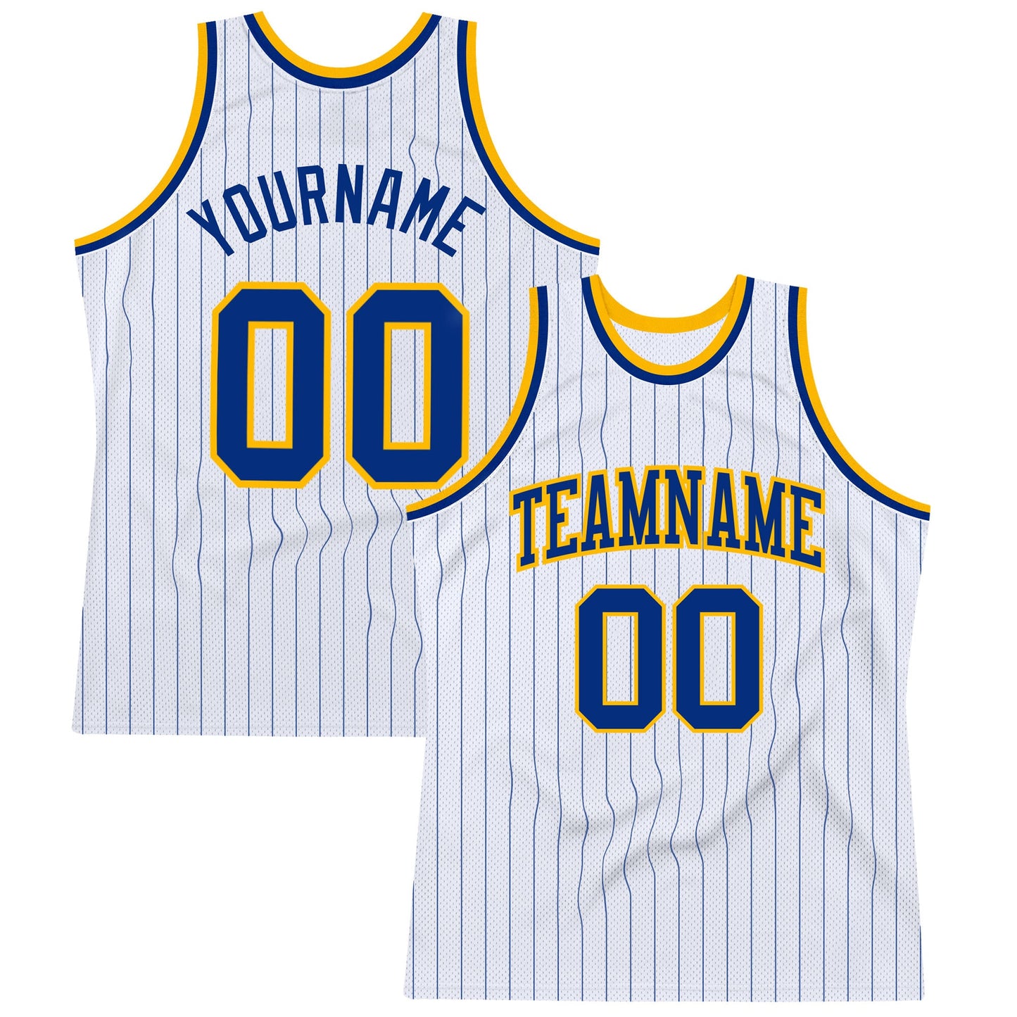 Custom White Royal Pinstripe Royal-Gold Authentic Basketball Jersey - Sky-Custom