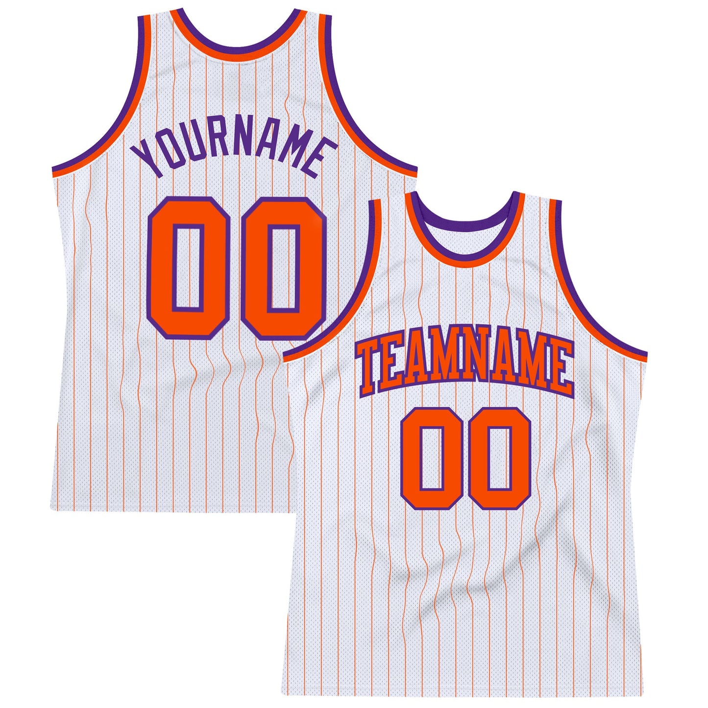 Custom White Orange Pinstripe Orange-Purple Authentic Basketball Jersey - Sky-Custom