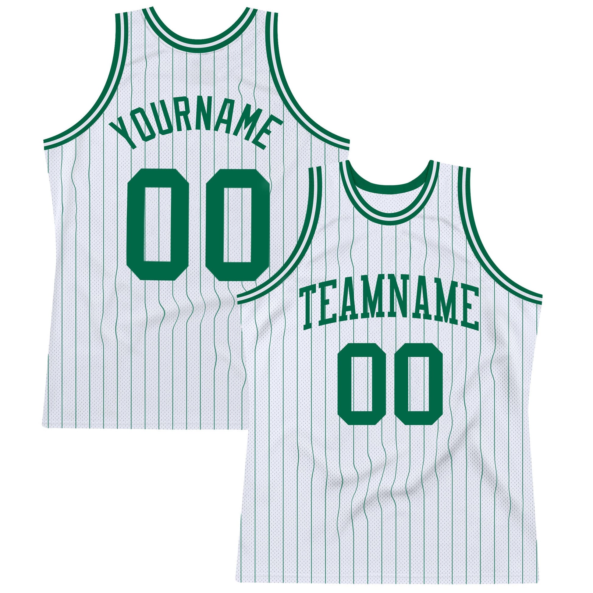 Custom White Kelly Green Pinstripe Kelly Green Authentic Basketball Jersey - Sky-Custom