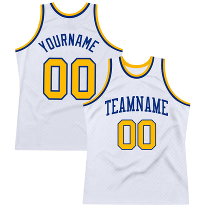 Custom White Gold-Royal Authentic Throwback Basketball Jersey - Sky-Custom