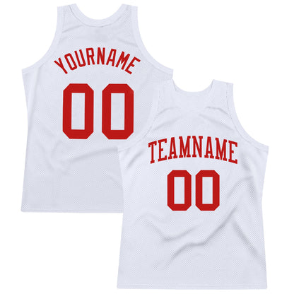 Custom White Scarlet Authentic Throwback Basketball Jersey - Sky-Custom