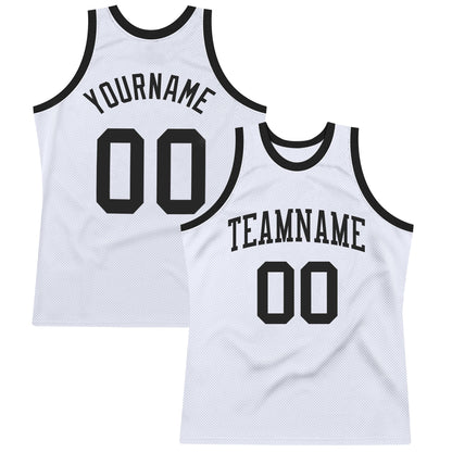 Custom White Black Authentic Throwback Basketball Jersey - Sky-Custom