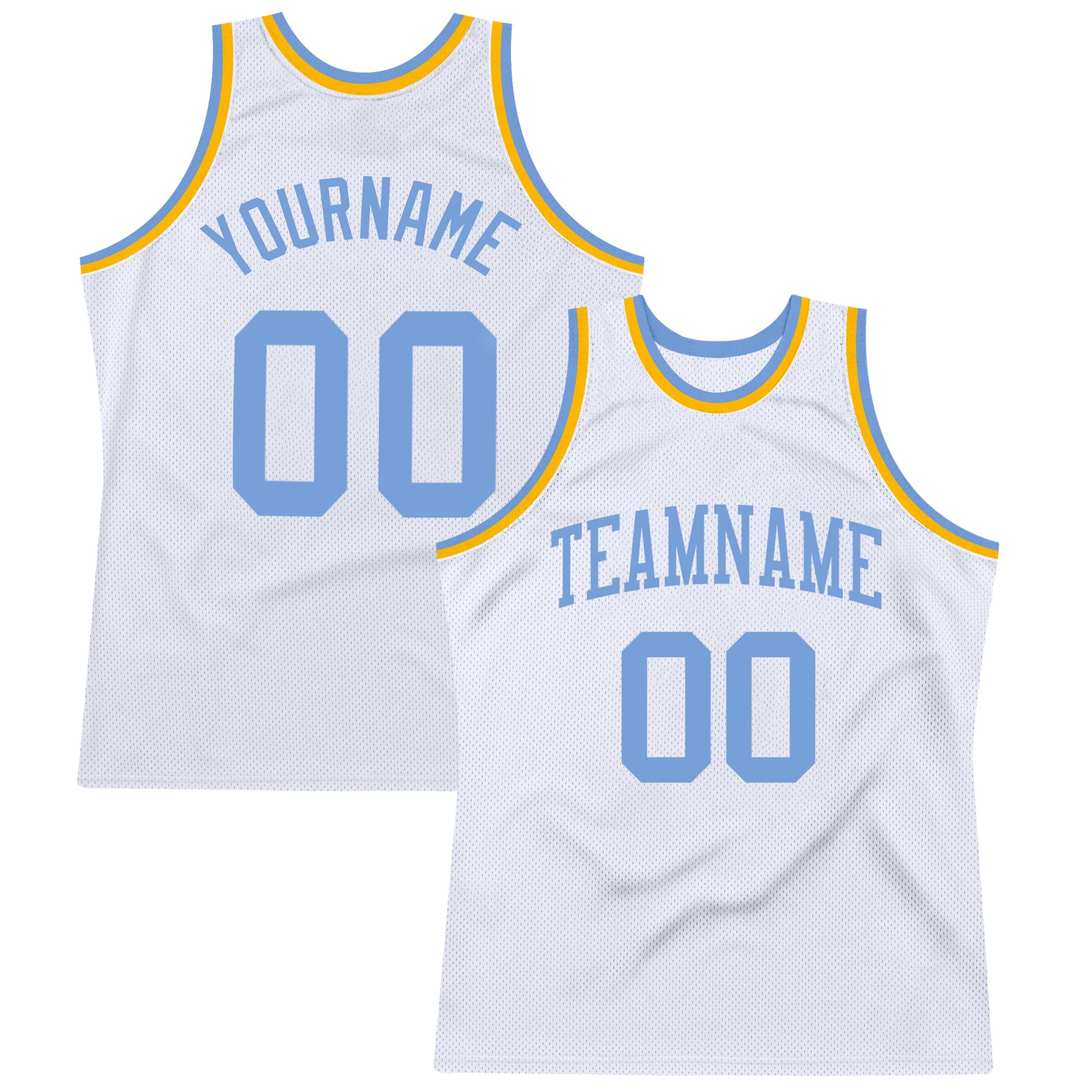 Custom White Light Blue-Gold Authentic Throwback Basketball Jersey - Sky-Custom