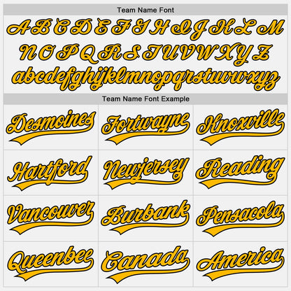 Custom White Black Pinstripe Gold Authentic Baseball Jersey - Sky-Custom