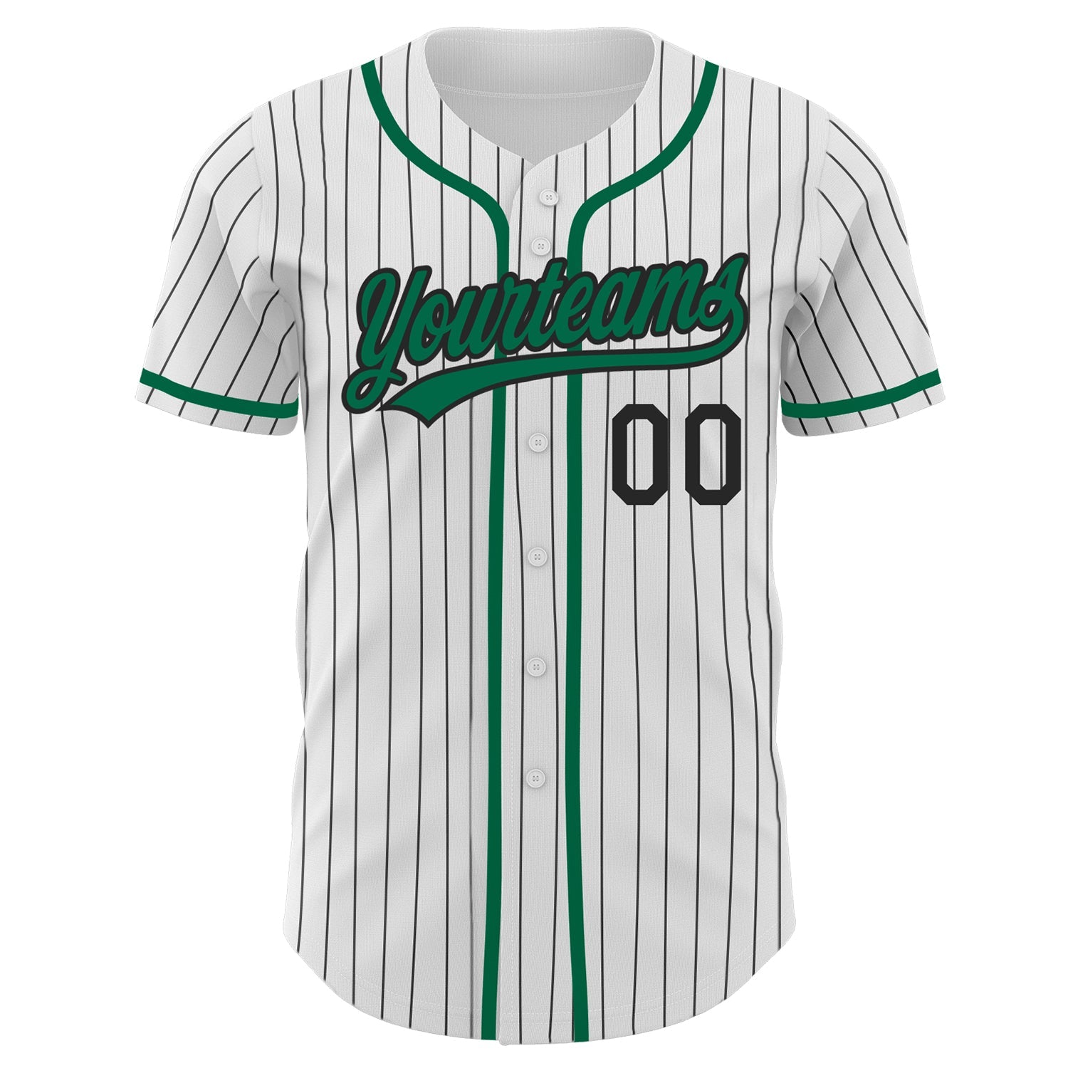 Custom White Black Pinstripe Kelly Green Authentic Baseball Jersey - Sky-Custom