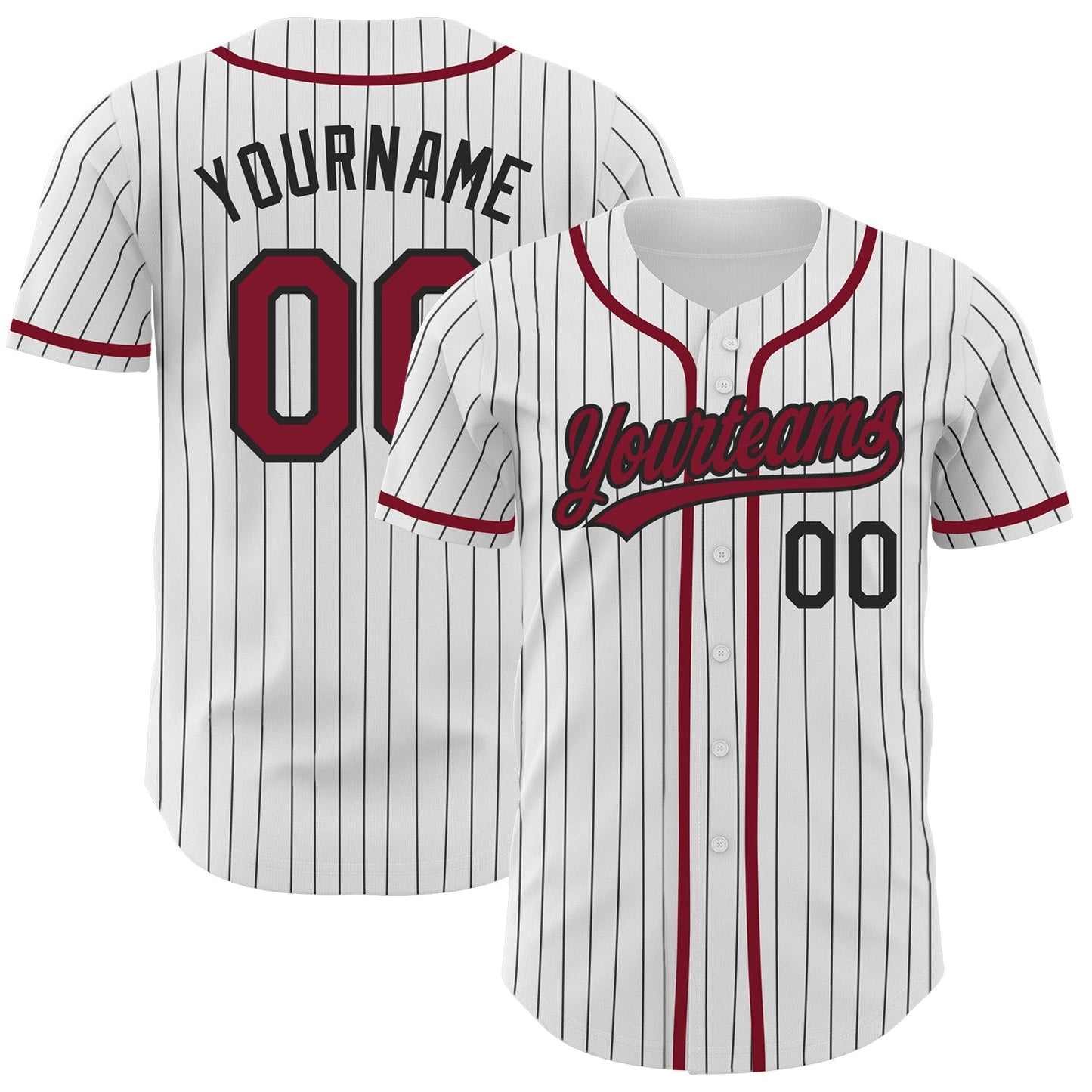 Custom White Black Pinstripe Crimson Authentic Baseball Jersey - Sky-Custom