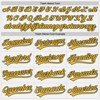 Custom White Navy Pinstripe Gold Authentic Baseball Jersey - Sky-Custom